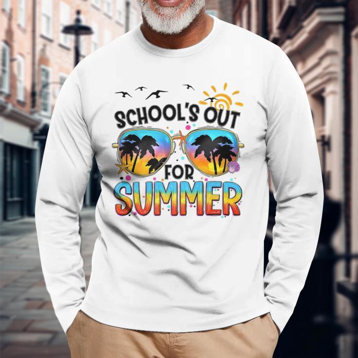 Schools Out For Summer Last Day Of School BeachSummer Long Sleeve T-Shirt Gifts for Old Men