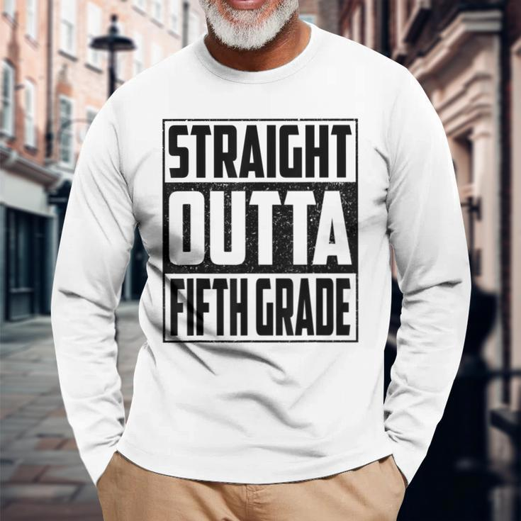 Straight Outta Fifth Grade School Graduate 2022 Fifth Grade Long Sleeve T-Shirt T-Shirt Gifts for Old Men
