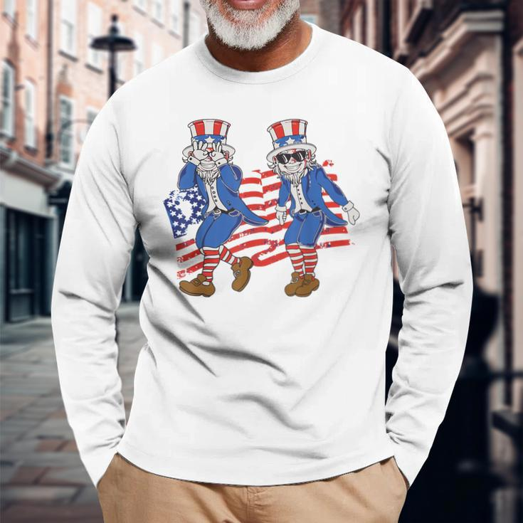 Uncle Sam Griddy 4Th Of July Happy Independence Day 2023 Fun Long Sleeve T-Shirt T-Shirt Gifts for Old Men