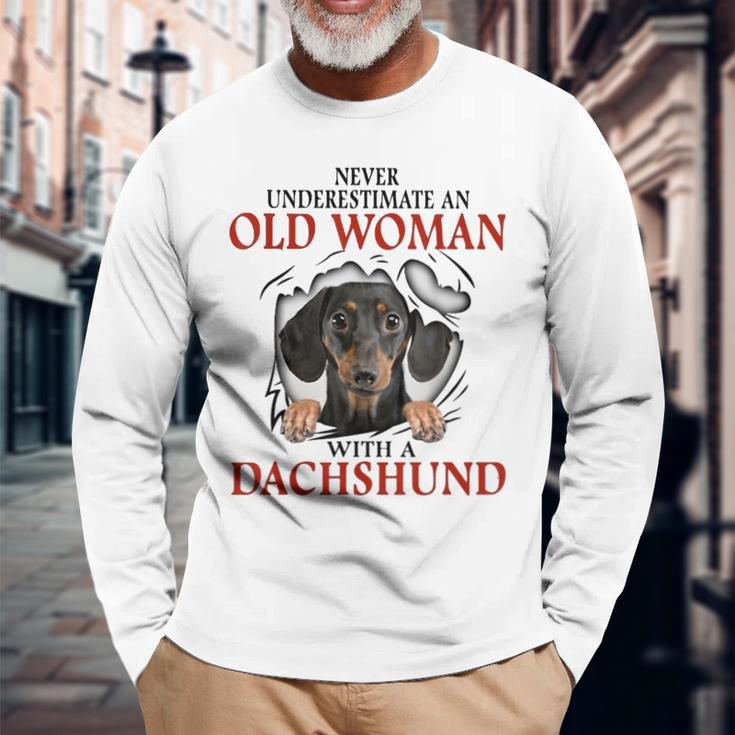 Never Underestimate An Old Woman With A Dachshund Long Sleeve T-Shirt Gifts for Old Men