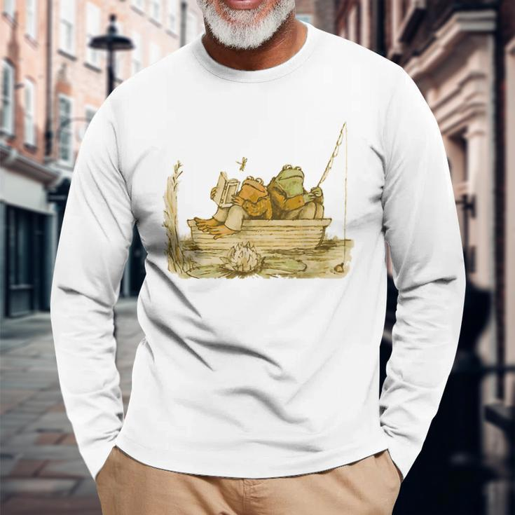 Vintage Frog Toad Friend Cottagecore Aesthetic Frog Lovers Long Sleeve Gifts for Old Men