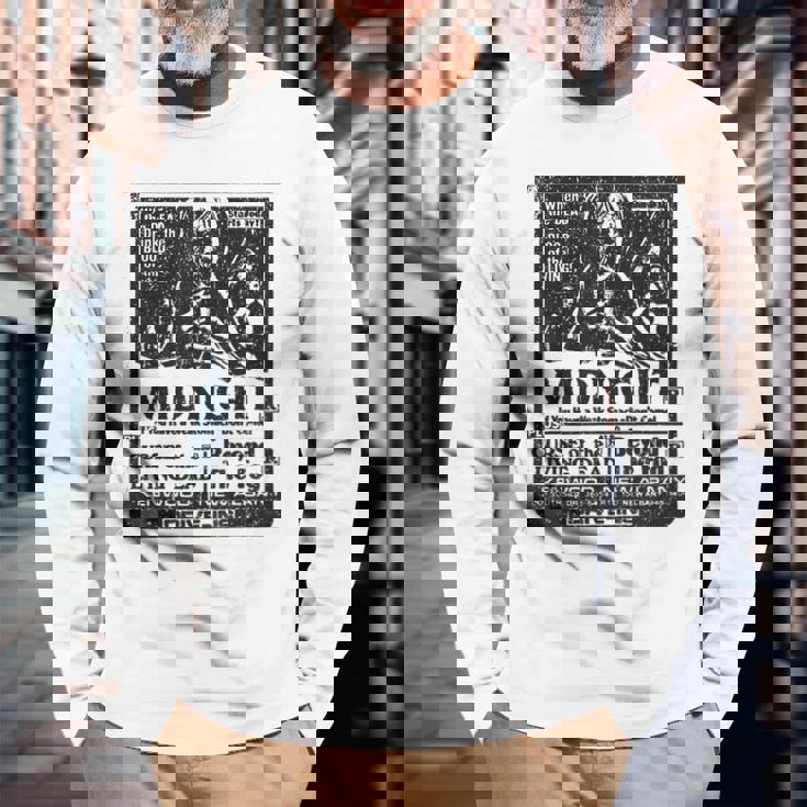 Vintage Midnight Drive In 80S Horror Movies Flyer 80S Long Sleeve T-Shirt Gifts for Old Men