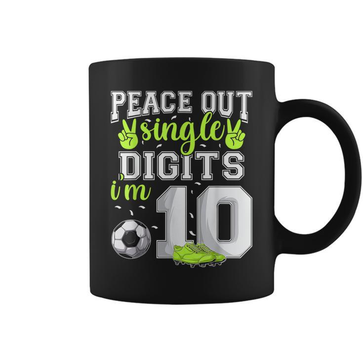 10Th Birthday Boys Soccer Peace Out Single Digits Coffee Mug