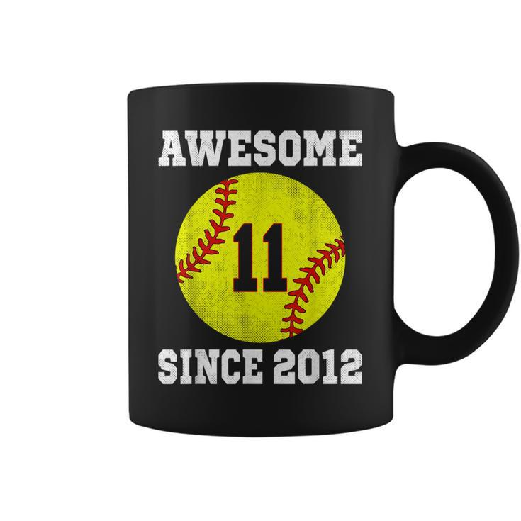 11Th Birthday Girl Softball Lover 11 Years Old Vintage  Coffee Mug