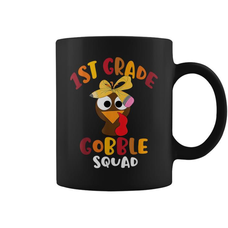1St Grade Gobble Squad Cute Turkey Happy Thanksgiving Coffee Mug