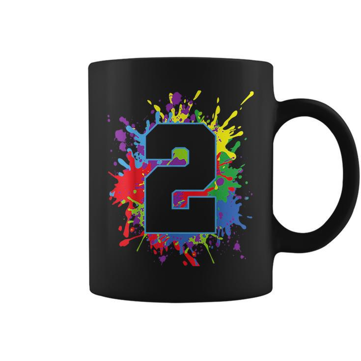2Nd Birthday  For Girls Boys 6 Paint Splashes Coffee Mug