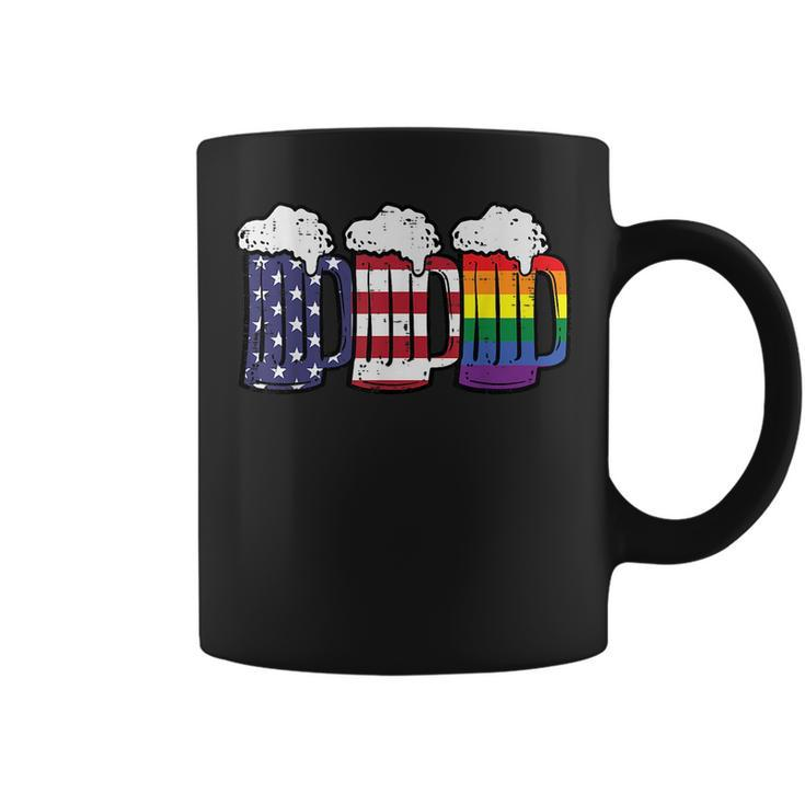 3 Rainbow  Fourth Gay Pride Lgbt 4Th Of July Patriotic  Coffee Mug