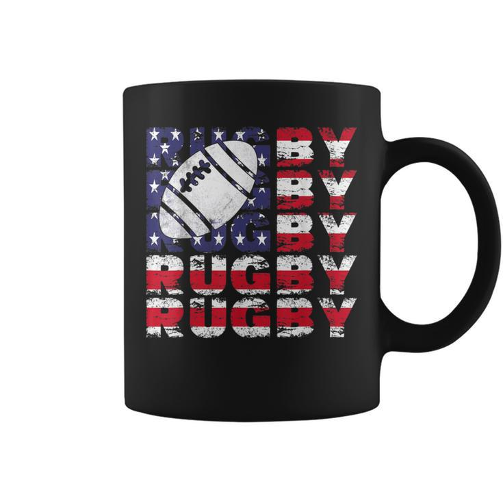 4Th Of July Rugby American Flag Vintage Sports Patriotic Coffee Mug