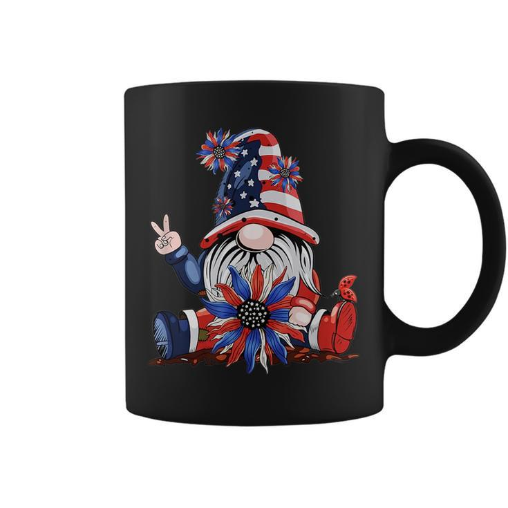 4Th Of July American Flag Patriotic Gnome With Sunflower  Coffee Mug