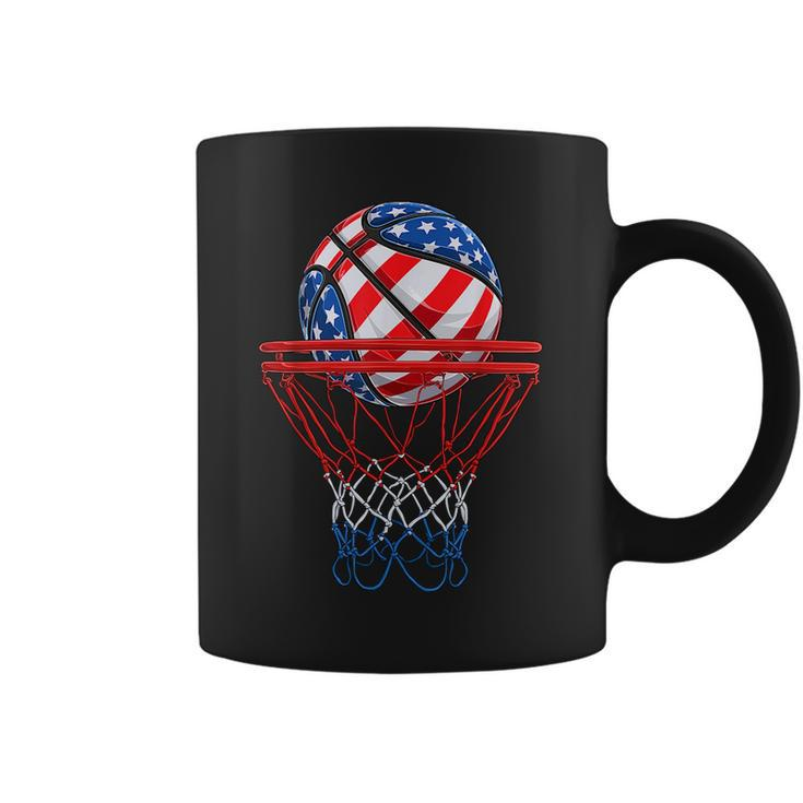 4Th Of July American Patriotic Basketball Us Flag Men Boys Patriotic Funny Gifts Coffee Mug