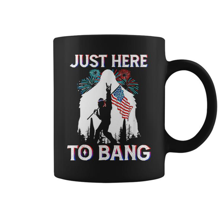 4Th Of July Bigfoot Sasquatch Just Here To Bang Funny  Coffee Mug