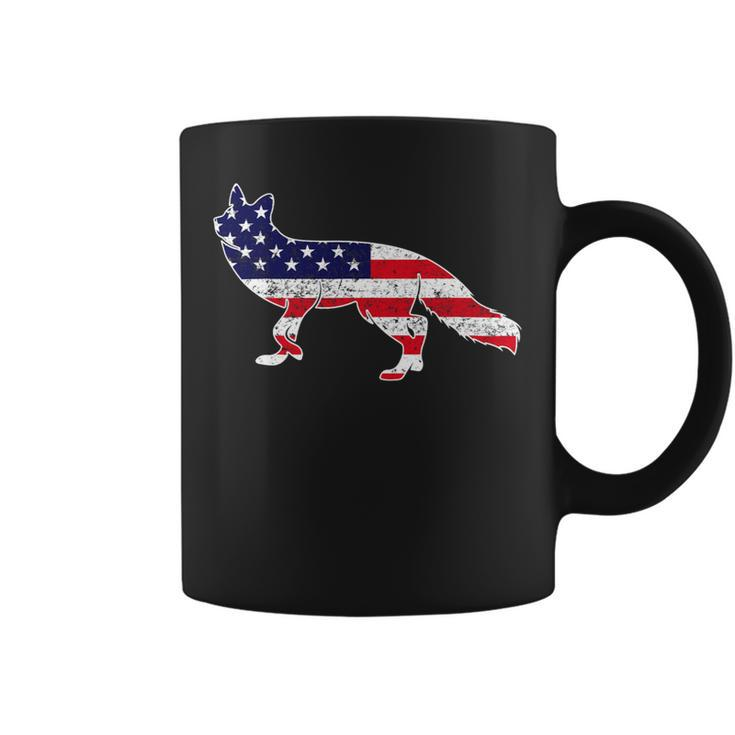 4Th Of July Coyote Graphic Patriotic Usa American Flag Coffee Mug