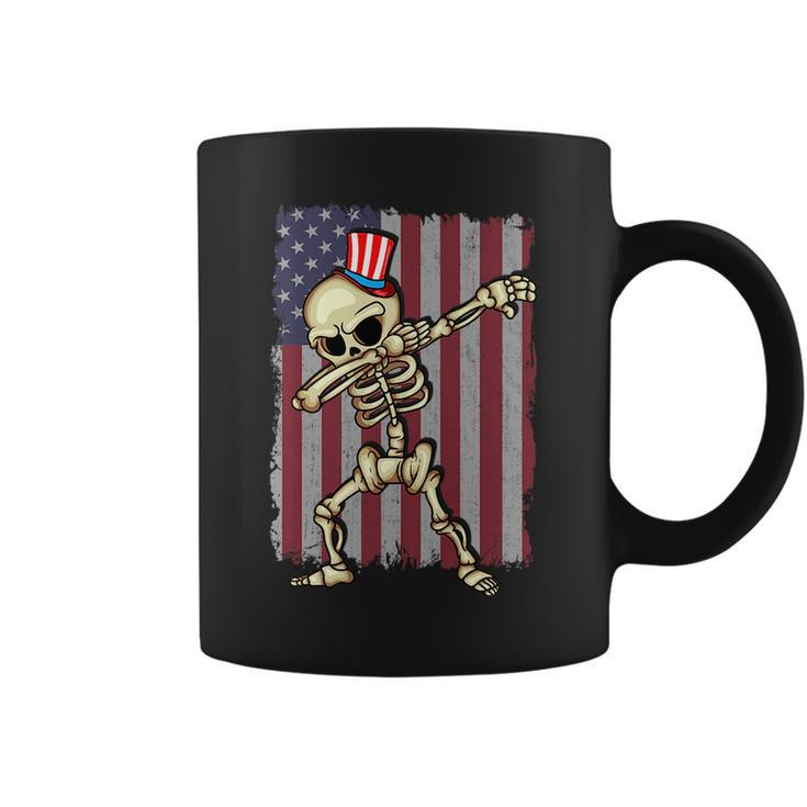 4Th Of July Dabbing Skeleton American Flag Dabbing   Coffee Mug