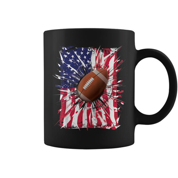 4Th Of July Football Usa American Flag Patriotic Men Coffee Mug