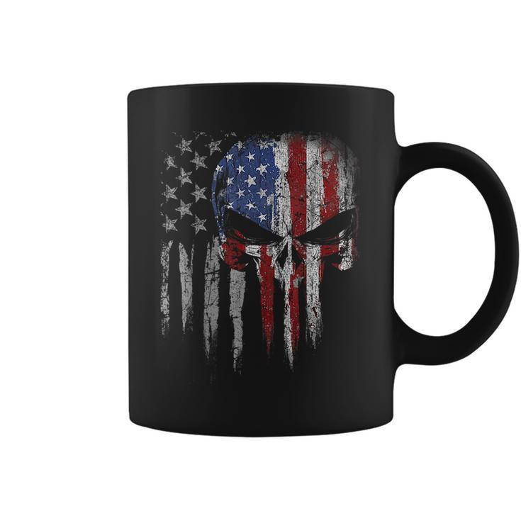 4Th Of July  For Women Men American Flag Skull Skeleton Coffee Mug