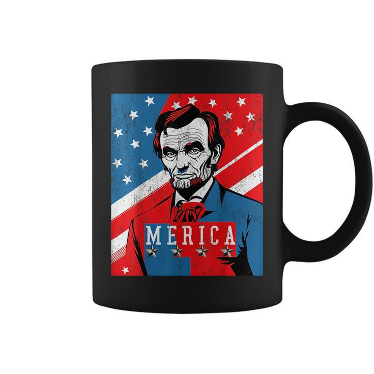 4Th Of July  Lincoln Merica Usa Flag Women Men Kids Usa Funny Gifts Coffee Mug
