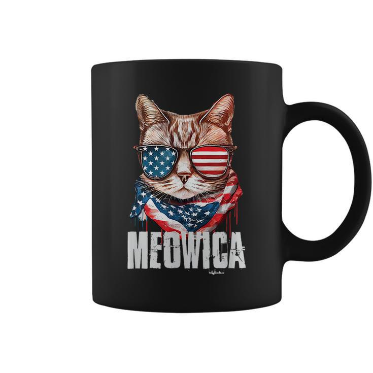 4Th Of July  Meowica American Flag Cat   Coffee Mug