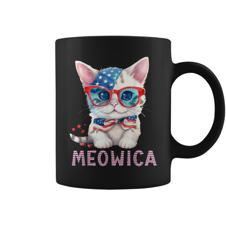4Th Of July Meowicas Patriotic Graphic  For Cat Lovers Coffee Mug