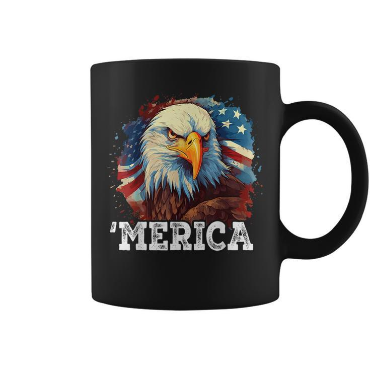 4Th Of July Merica Bald Eagle Usa Patriotic American Flag  Coffee Mug