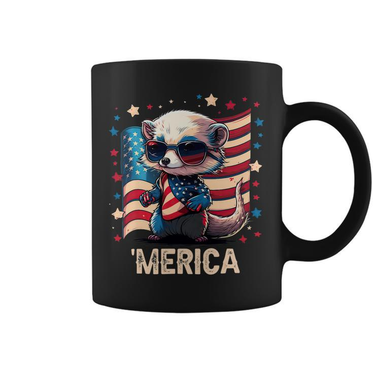 4Th Of July Patriotic Ferret Merica Coffee Mug