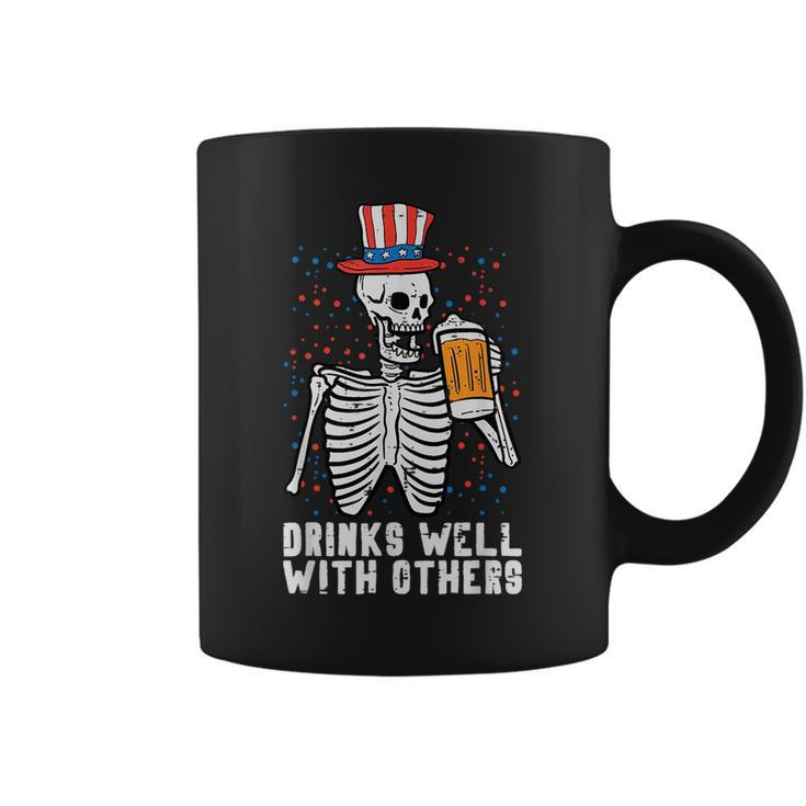 4Th Of July Skeleton American Flag Funny Patriotic Dad Men  Patriotic Funny Gifts Coffee Mug