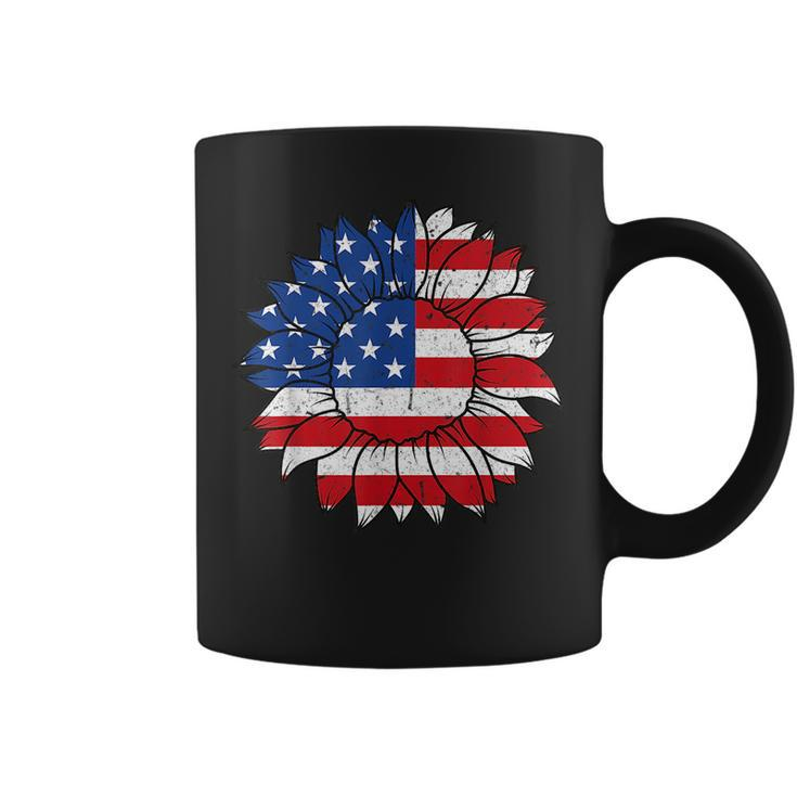 4Th Of July Sunflower Flag Usa American Patriotic Coffee Mug