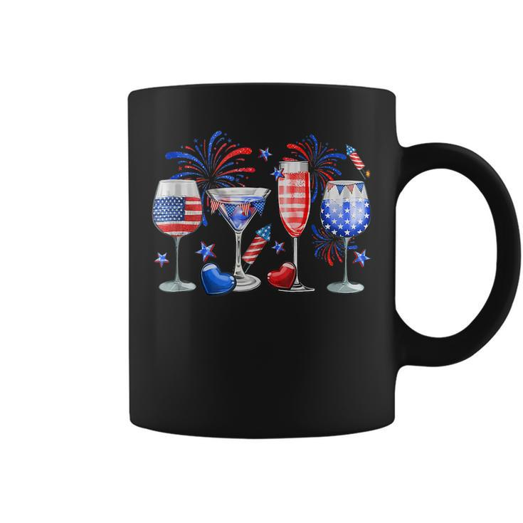 4Th Of July Wine Glasses Independence Day American Flag  Coffee Mug