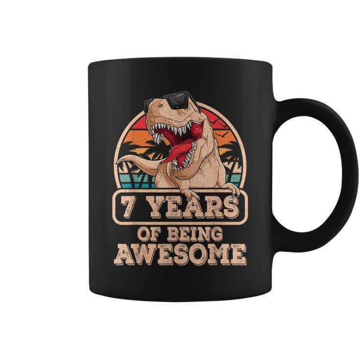 7 Years Of Being Awesome T Rex Dinosaur 7Th Birthday Dino  Coffee Mug