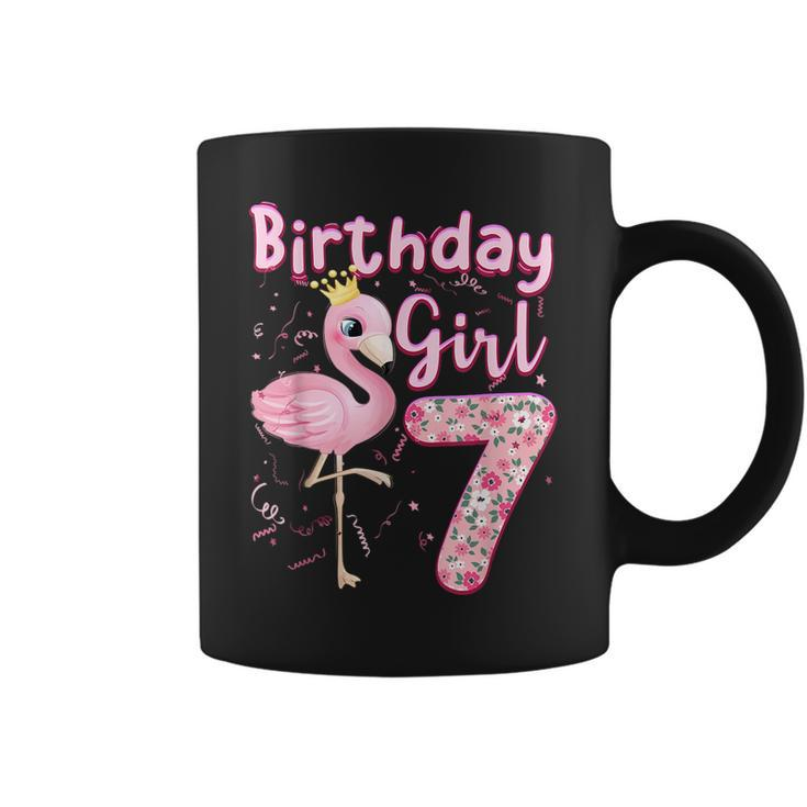 7Th Birthday Girls Flamingo 7 Years Old Tropical Flamingo Coffee Mug