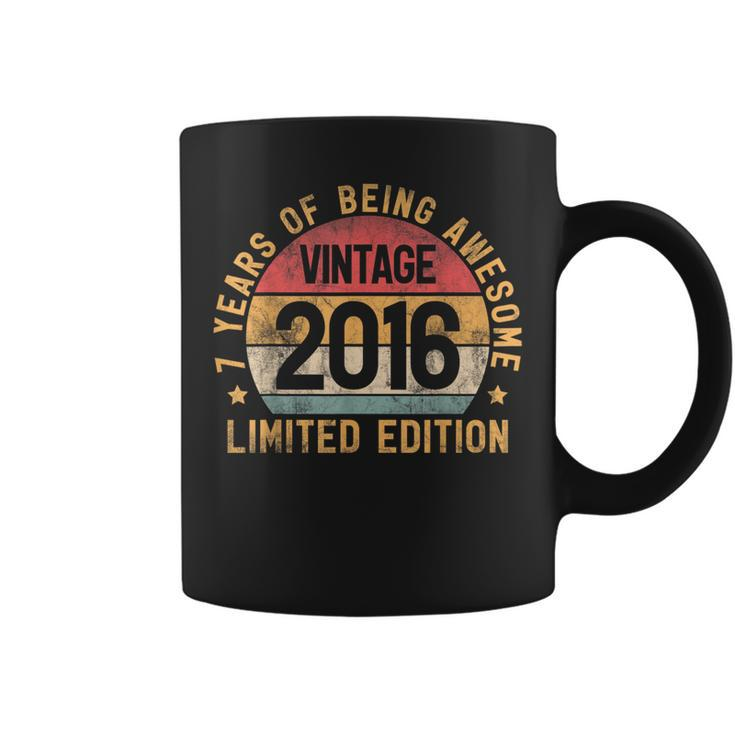 7Th Birthday Vintage 2016 Boy Turning 7 Bday 7 Years Old Coffee Mug