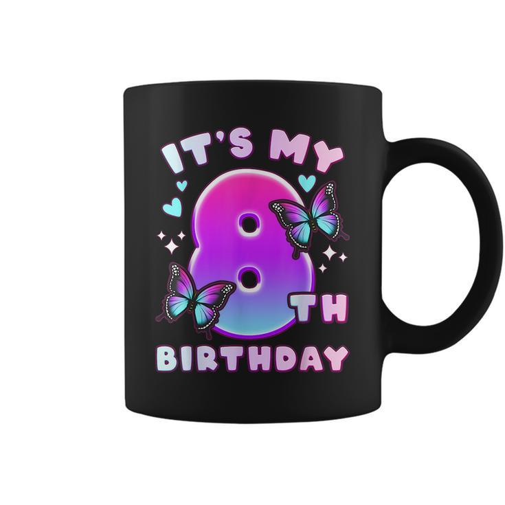 8Th Birthday Girl 8 Years Butterflies And Number 8  Coffee Mug