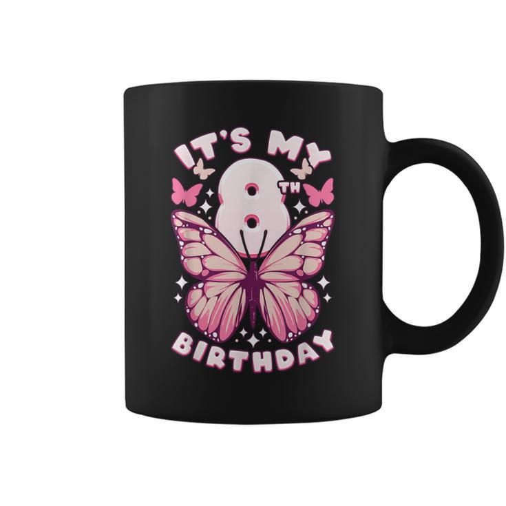 8Th Birthday Girl 8 Years Butterflies And Number 8 Coffee Mug