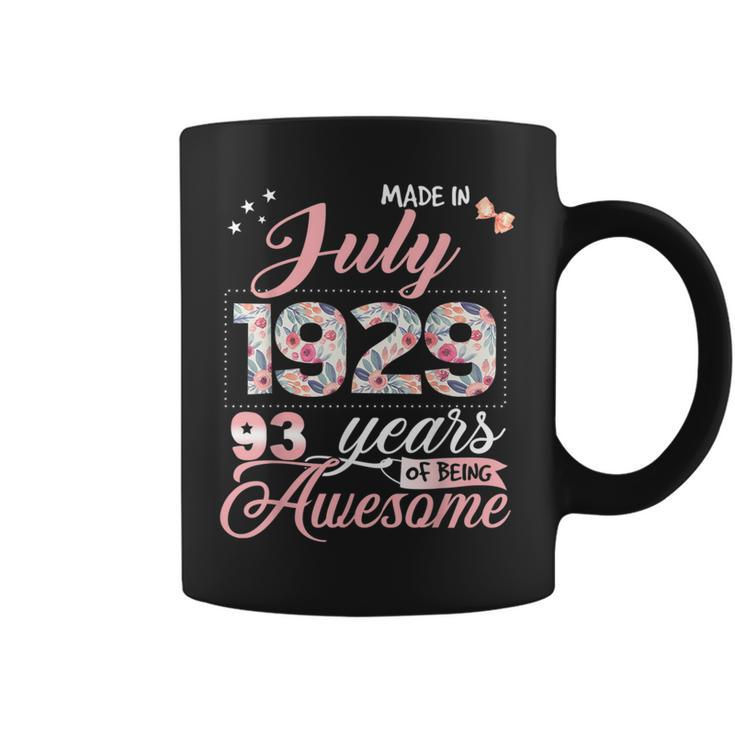 93Rd Birthday Floral Gift For Womens Born In July 1929 Coffee Mug