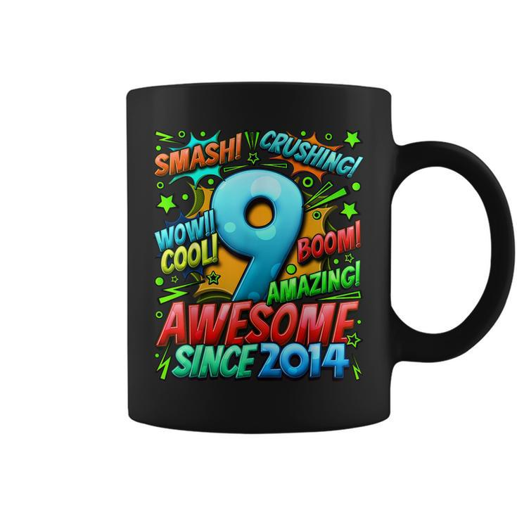 9Th Birthday Comic Style Awesome Since 2014 9 Year Old Boy  Coffee Mug
