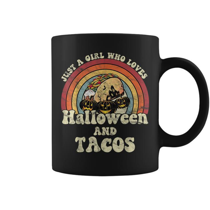 A Girl Who Loves Halloween And Tacos 70S Retro Vintage Tacos Funny Gifts Coffee Mug