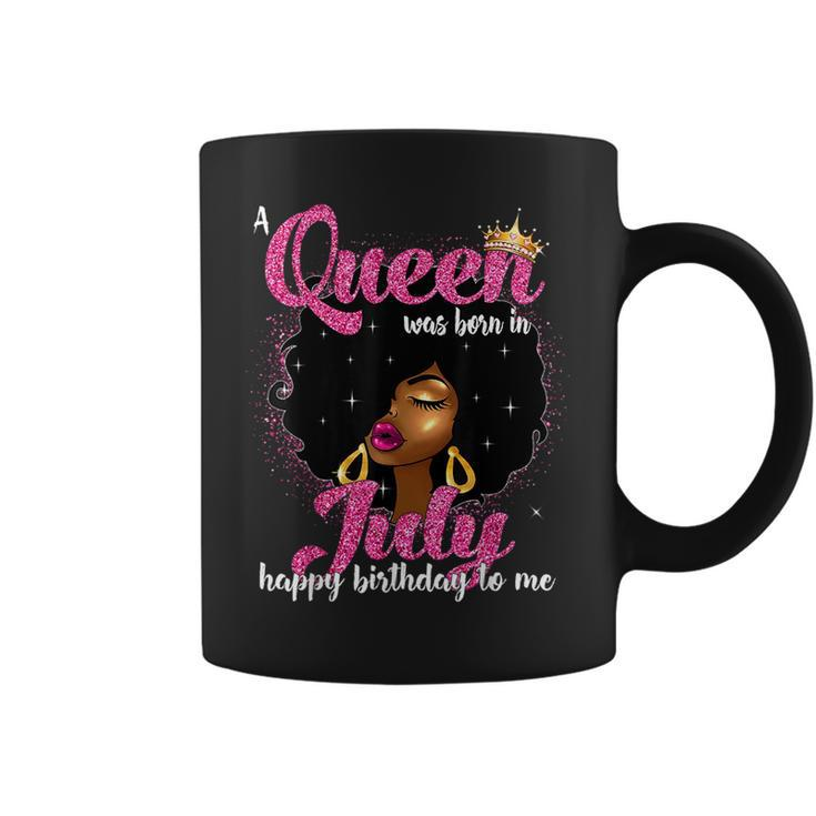A Queen Was Born In July Birthday Afro Girls Women  Coffee Mug