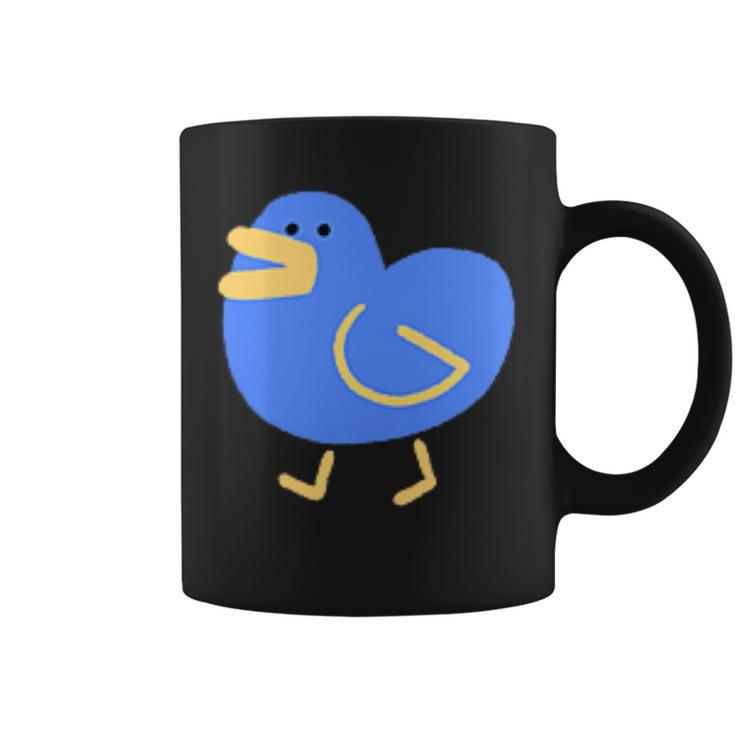 A Small Minimally Designed And Illustrated Blue Duck  Coffee Mug