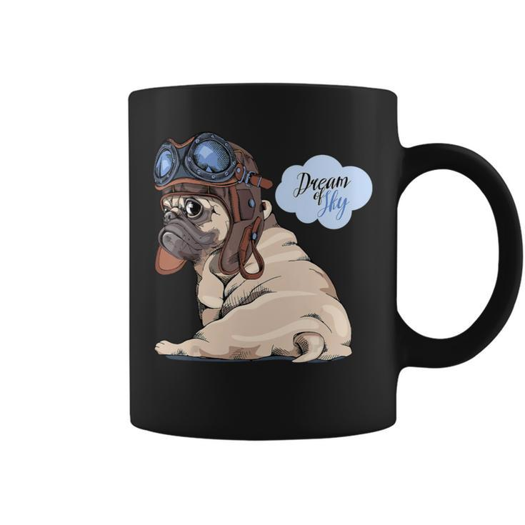 Adorable Beige Puppy Pug In Pilot He Coffee Mug