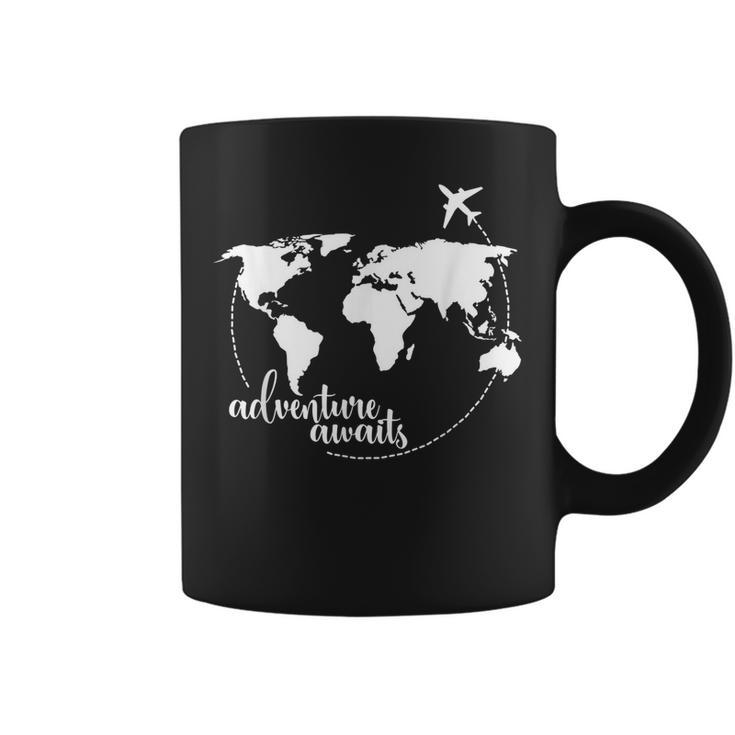 Adventure Awaits World Map For Travel Vacations  Coffee Mug