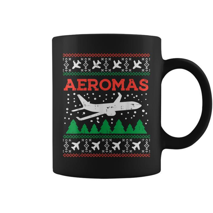 Aeromas Plane Ugly Christmas Sweater Flight Xmas Pilot Pj Coffee Mug