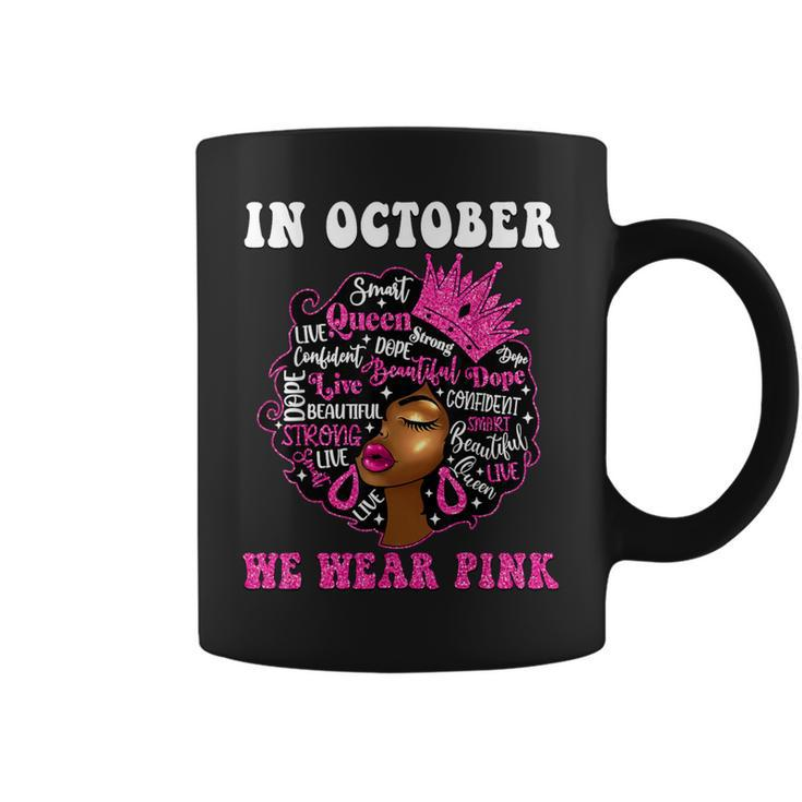 African American Afro Black Queen Breast Cancer Awareness Coffee Mug