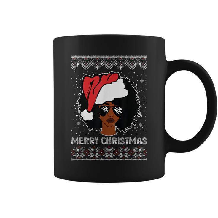 African American Woman Ugly Christmas Sweater Pajama Coffee Mug