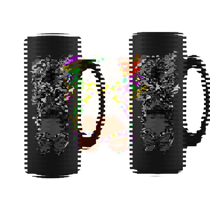 Afro Messy Bun Happy Mardi Gras Black Women Carnival  Coffee Mug
