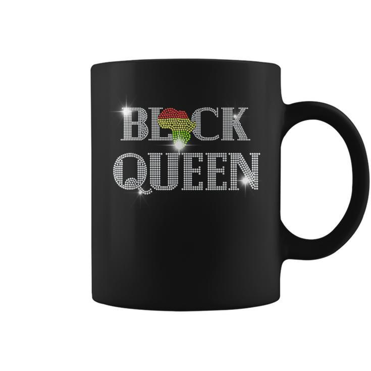 Afro Woman Black Queen Bling Rhinestone Black Queen Diamond  Coffee Mug