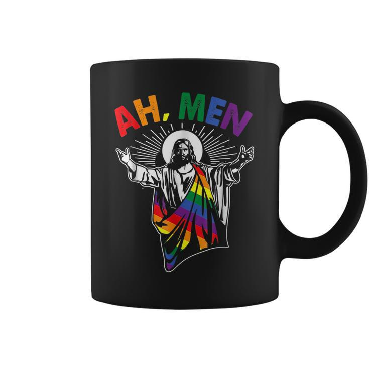 Ah Men Lgbt Gay Pride Jesus Rainbow Flag Christian Short  Coffee Mug