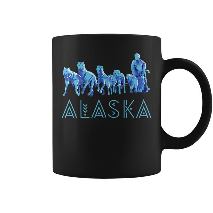 Alaska Sled Dogs Mushing Team Snow Sledding Mountain Scene   Coffee Mug