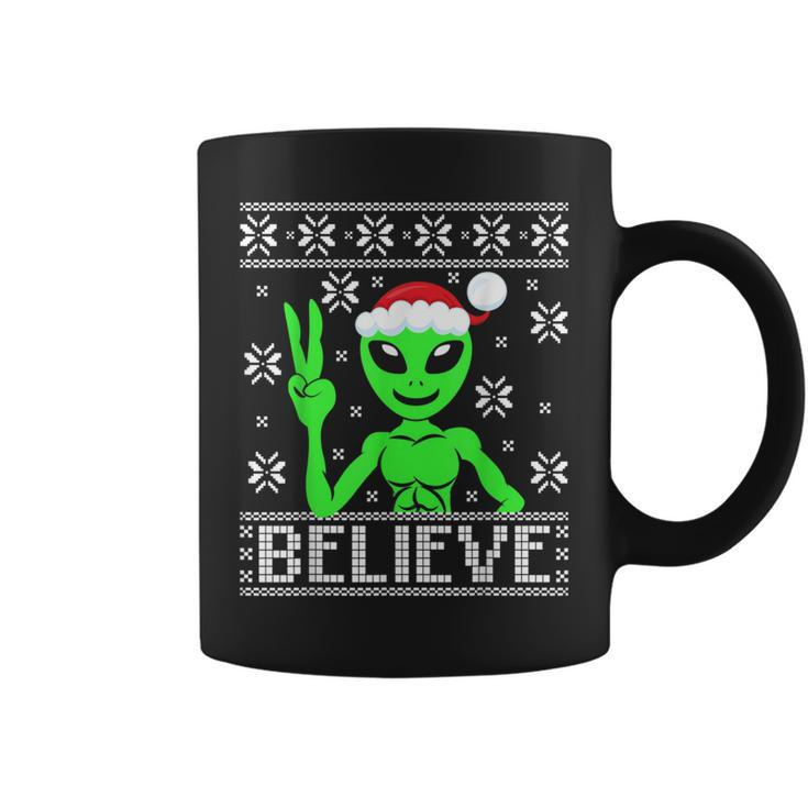 Alien Believe Ugly Christmas Sweater Coffee Mug
