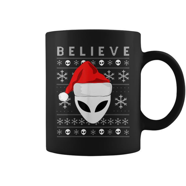 Alien Santa Christmas Believe Ugly Christmas Sweater Coffee Mug