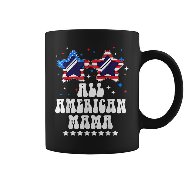 All American Mama Mom Usa Flag Sunglasses 4Th Of July  Coffee Mug