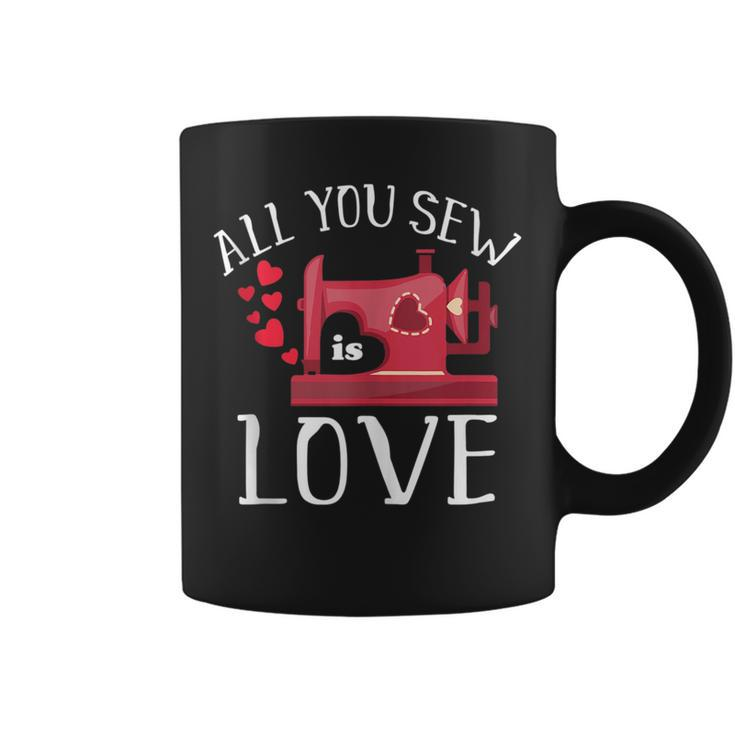 All You Sew Is Love Cute Sewing Machine Day Quilting Quote  Coffee Mug